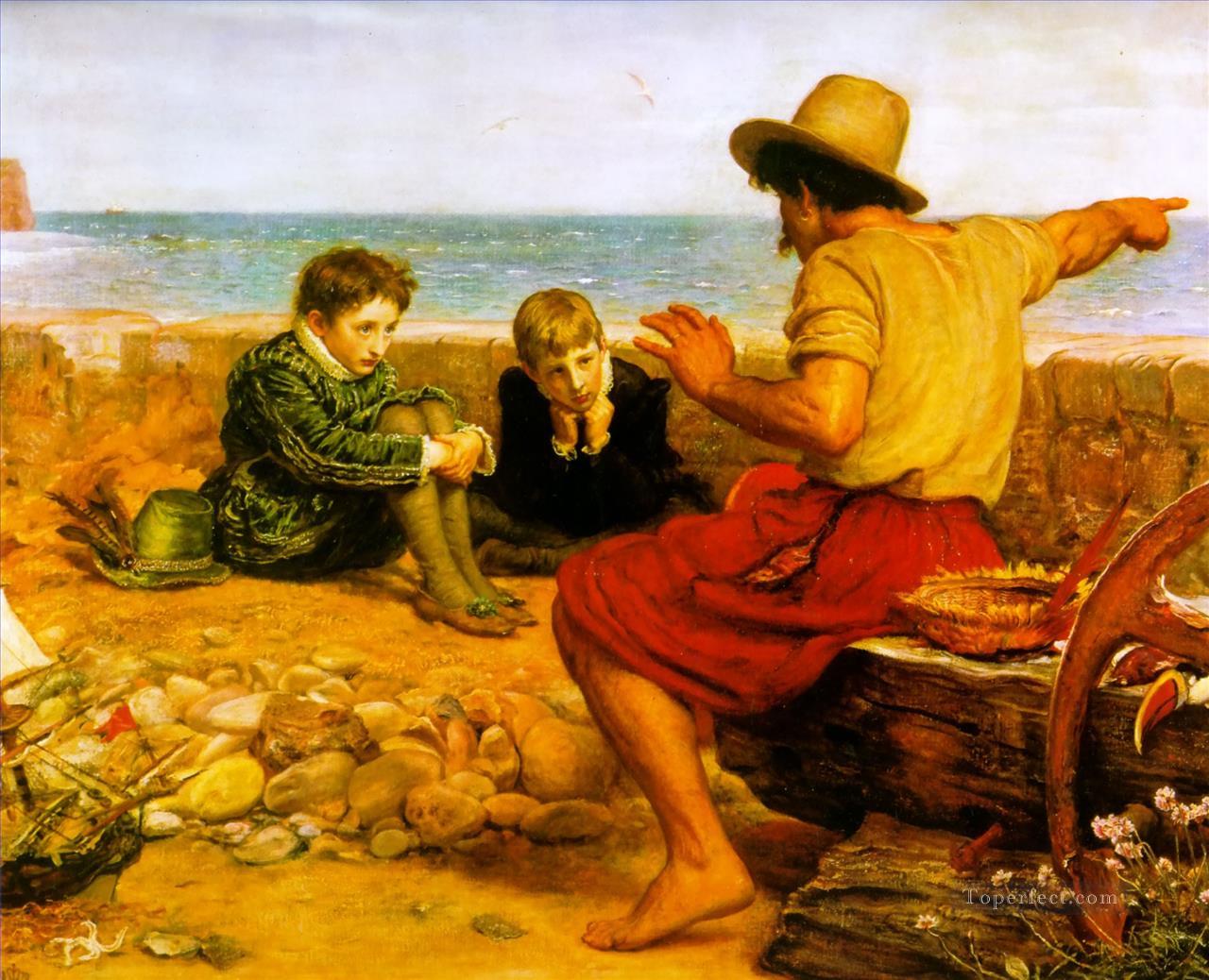 the childhood of walter raleigh Pre Raphaelite John Everett Millais Oil Paintings